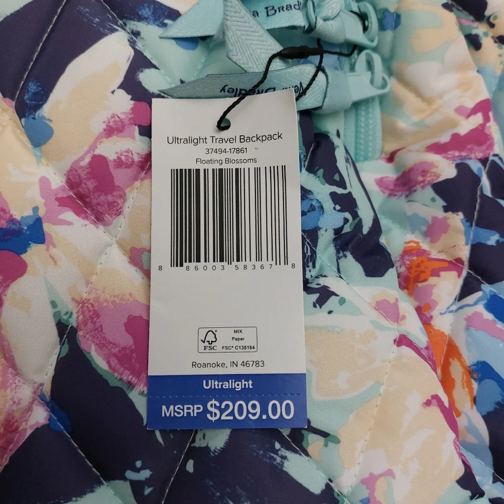 Vera Bradley Large Travel Backpack Ultralight Floating Blossoms NWT
